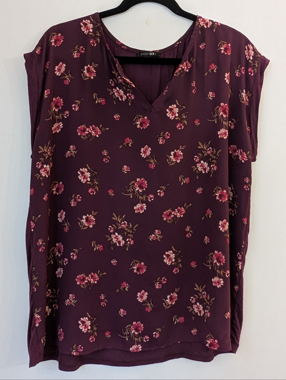 Papermoon Burgundy Floral V-Neck Blouse